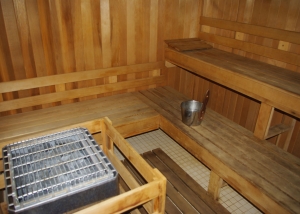 Sauna & Shower located in washroom near pool